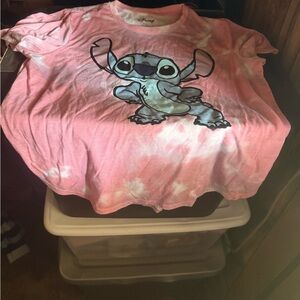 Disney Pink Tie-Dye T-Shirt with Stitch Design